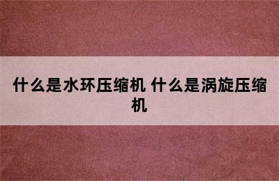什么是水环压缩机 什么是涡旋压缩机